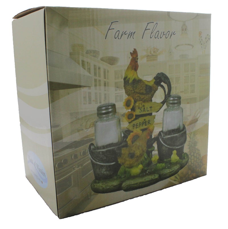 DWK Country Farm Rooster Tabletop Salt and Pepper Set | Decorative Farmer Gifts and Decor | Rooster Hen and Chicks Sculptures and Statues - Image 3